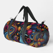 オレンジとチューリップのカラフルアートワーク ダッフルバッグ (右コーナー)