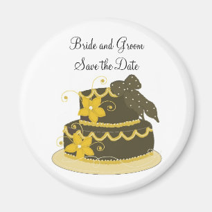 オレンジとチョコレートの結婚式ウェディングケーキ マグネット