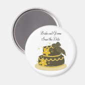 オレンジとチョコレー結婚トのケーキ マグネット (正面/裏面)