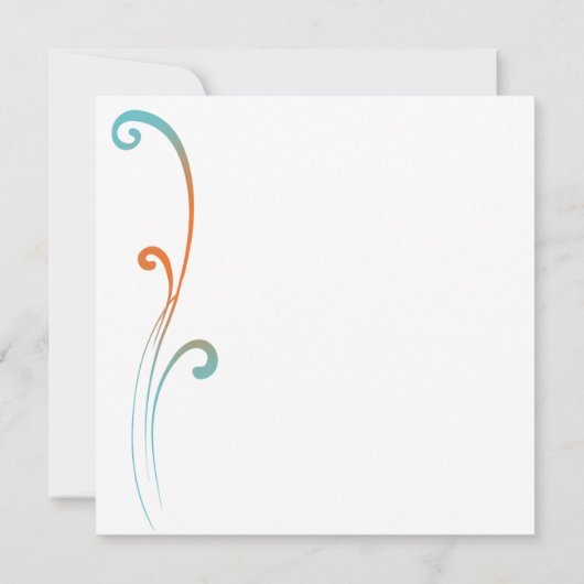 オレンジとティール(緑がかった色)の色あせた花開き結婚式招待状 招待状 (裏面)