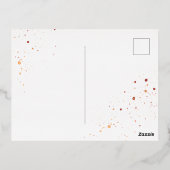 オレンジとティール（緑がかった色）フローラウェディングRSVP 箔招待状ポストカード (裏面)