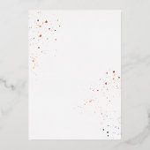 オレンジとティール（緑がかった色）フローラ結婚の 箔招待状 (裏面)