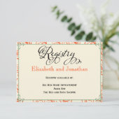 オレンジとティール（緑がかった色）素朴の結婚レジストリカード エンクロージャーカード (スタンド正面)