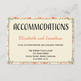 オレンジとティール（緑がかった色）素朴の結婚宿泊カード エンクロージャーカード