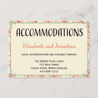 オレンジとティール（緑がかった色）素朴の結婚宿泊カード エンクロージャーカード