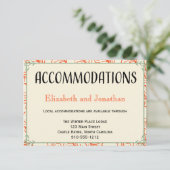 オレンジとティール(緑がかった色)素朴の結婚宿泊カード エンクロージャーカード (スタンド正面)