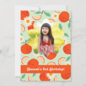 オレンジとデイジーフォトバースデーパーティー 招待状 (正面)