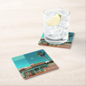 オレンジとトルコイズのトレビエハ スクエアペーパーコースター (インサイチュ)