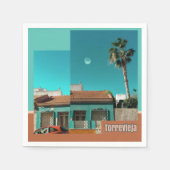 オレンジとトルコイズのトレビエハ スタンダードカクテルナプキン (正面)