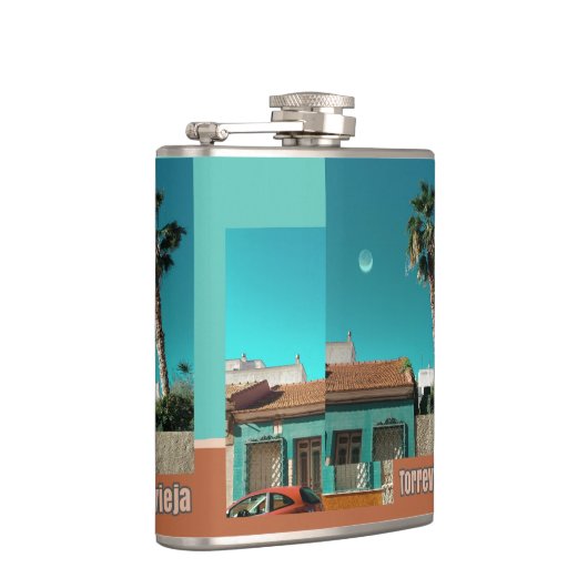 オレンジとトルコイズのトレビエハ フラスク (右)