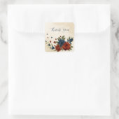 オレンジとネイビーブルーの燃えたフローラ感謝していよ スクエアシール (バッグ)