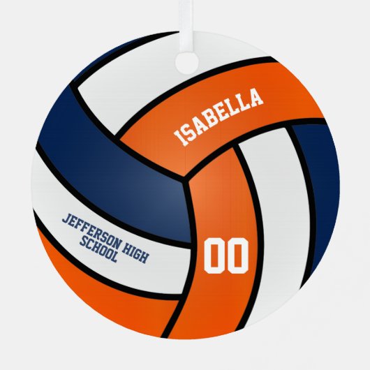 オレンジとネイビーブルーバレーボールカスタマイズ-  メタルオーナメント (裏面)