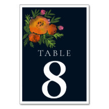 オレンジとネイビーモダンはっきりした結婚フローラ