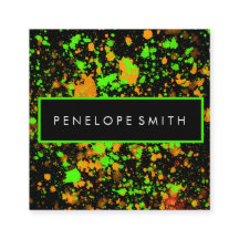 オレンジとネオングリーン抽象芸術（ばちゃばちゃ）跳ねる 