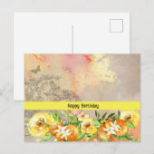 オレンジとバラの誕生日ポストカード ポストカード (正面/裏面)