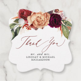 オレンジとバーガンディーレッドの花 秋の感謝 フェイバータグ