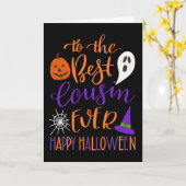 オレンジとパープルのハロウィン限定!最高のおじ・おば・いとこ カード (黄色い花)