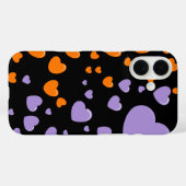 オレンジとパープルのハートの水玉模様 Case-Mate iPhoneケース (裏面 (横))