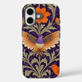 オレンジとパープルのビンテージ植物画と鳥のデザイン Case-Mate iPhoneケース (裏面)