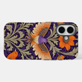 オレンジとパープルのビンテージ植物画と鳥のデザイン Case-Mate iPhoneケース (裏面 (横))