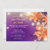 オレンジとパープルのフローラ結婚式招待状 招待状 (正面)