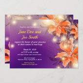 オレンジとパープルのフローラ結婚式招待状 招待状 (正面/裏面)