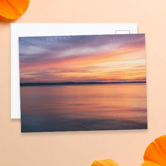オレンジとパープルの夕焼け風景写真 ポストカード