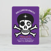 オレンジとパープルの招待状にハロウィンの骸骨 招待状 (スタンド正面)