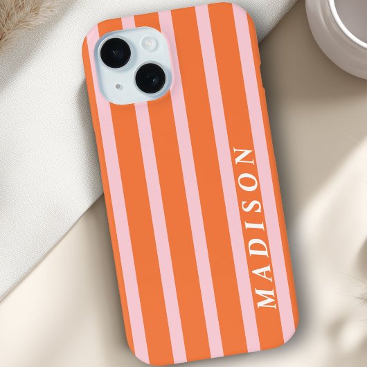 オレンジとピンクのカスタムストライプ Case-Mate iPhoneケース