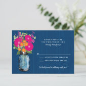 オレンジとピンクのガーベラデイジーメイソン·ジャーRSVP Invi 招待状 (スタンド正面)