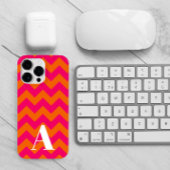 オレンジとピンクのジグザグ iPhoneケース