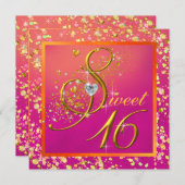 オレンジとピンクのスイート16パーティー 招待状 (正面/裏面)