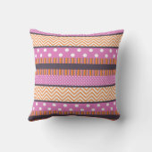 オレンジとピンクのストライプ水玉模様シボロンパターン クッション (裏面)