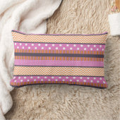 オレンジとピンクのストライプ水玉模様山形模様 ランバークッション (ブランケット)