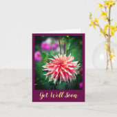 オレンジとピンクのダリアの花が咲き乱れる カード (黄色い花)