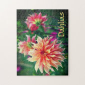 オレンジとピンクのダリアの花 ジグソーパズル (縦)