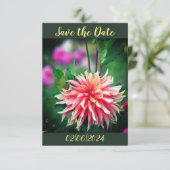 オレンジとピンクのダリアの花 Save the Date セーブザデート (スタンド正面)