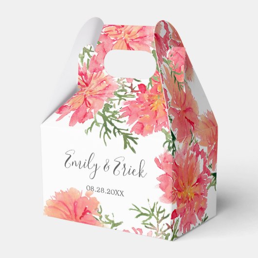 オレンジとピンクのダリア結婚の花 フェイバーボックス (正面サイド)