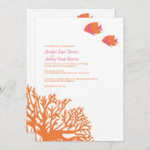 オレンジとピンクのトロピカルコーラル結婚式招待状 招待状 (正面/裏面)