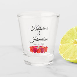 オレンジとピンクのバラ – お金/ショットダンス –  ショットグラス