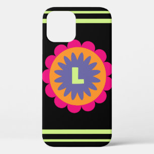 オレンジとピンクのフローラシェイプイラストレーション iPhone 12ケース