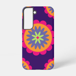 オレンジとピンクのフローラシェイプイラストレーション SAMSUNG GALAXY S22ケース