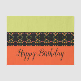 オレンジとピンクのフローラティッシュペーパー 薄葉紙