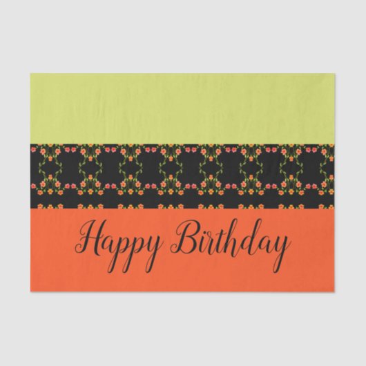 オレンジとピンクのフローラティッシュペーパー 薄葉紙 (正面)