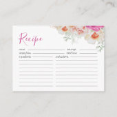 オレンジとピンクのフローラブライダルシャワーレシピ要求 エンクロージャーカード (裏面)