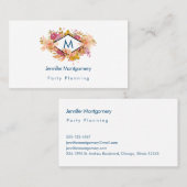 オレンジとピンクのフローラブーケとダイヤモンドフレーム 名刺 (正面/裏面)