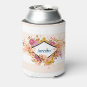 オレンジとピンクのフローラブーケとダイヤモンドフレーム 缶クーラー (缶裏面)