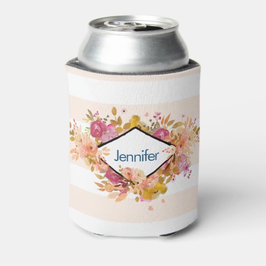 オレンジとピンクのフローラブーケとダイヤモンドフレーム 缶クーラー (缶裏面)