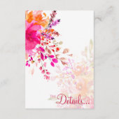 オレンジとピンクのフローラ水色の花結婚の色 エンクロージャーカード (裏面)