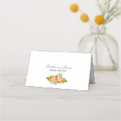 オレンジとピンクのフローラ結婚 プレイスカード (裏面)